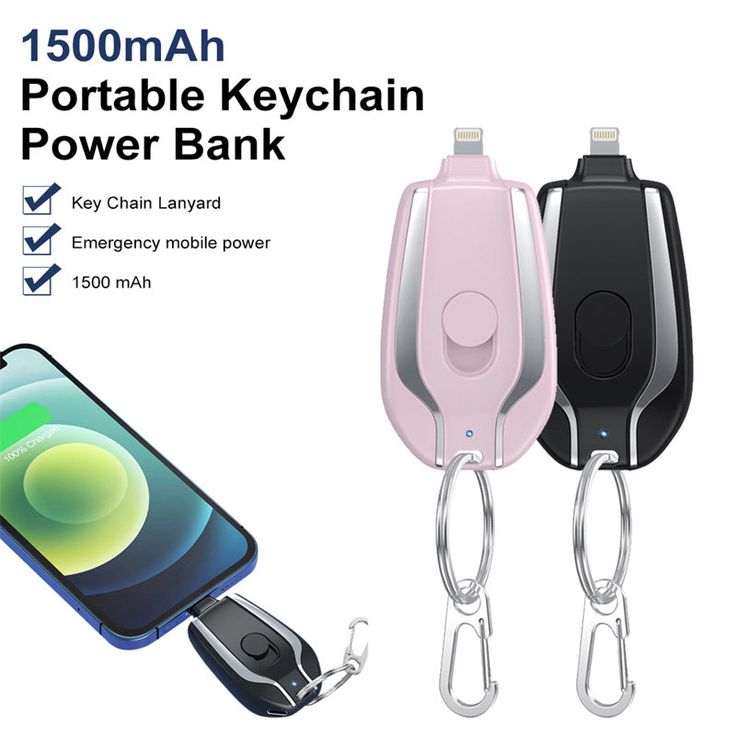 PORTABLE KEYCHAIN CHARGER 1500MAH FAST CHARGING BACKUP POWER BANK