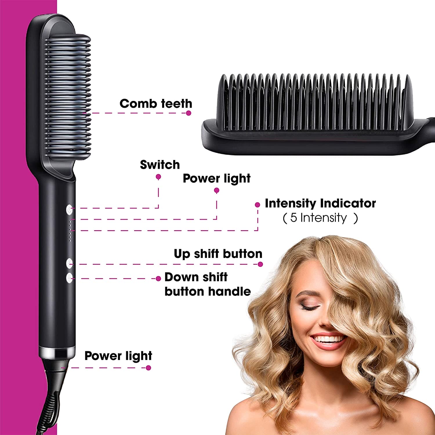 2 in 1 Hair Straightener Brush For Girls